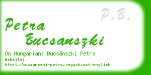petra bucsanszki business card